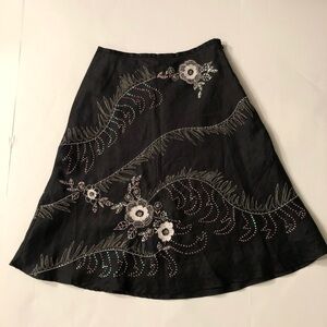 Ann Carson Floral Embellished Skirt Size 4